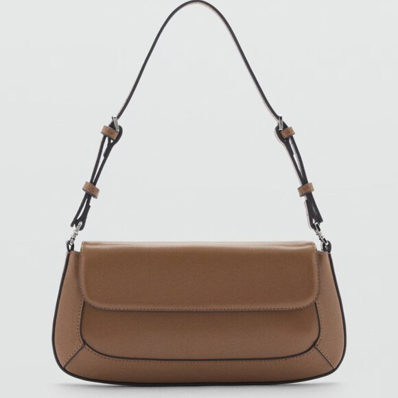 Mango Medium Brown Shoulder Bag With Strap/NWT - Picture 1 of 14
